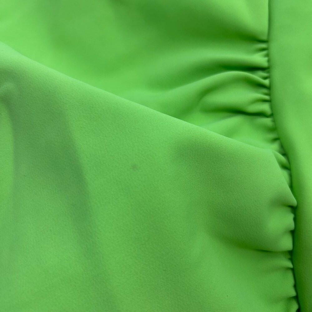 Chiara Boni Lime Green Ruched Ruffle Boatneck Scuba Sheath Dress Neon - Picture 3 of 7